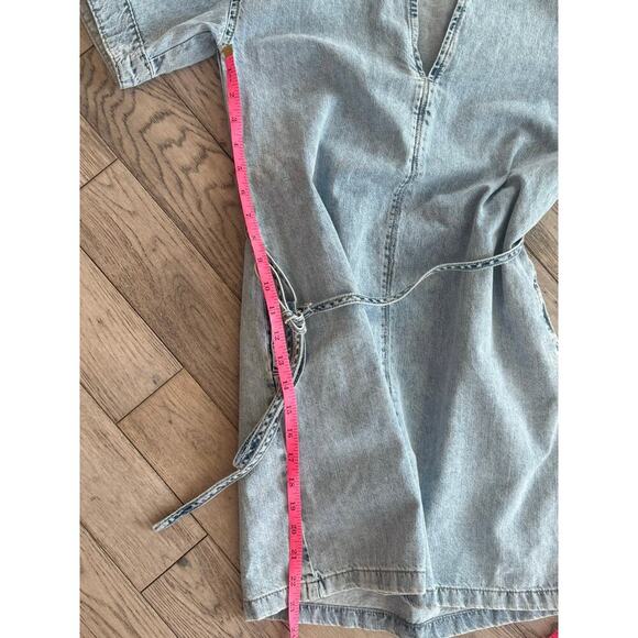 FRAME Kaftan Denim Minidress in Breezy Size XS $345 retail with pockets - Picture 5 of 12